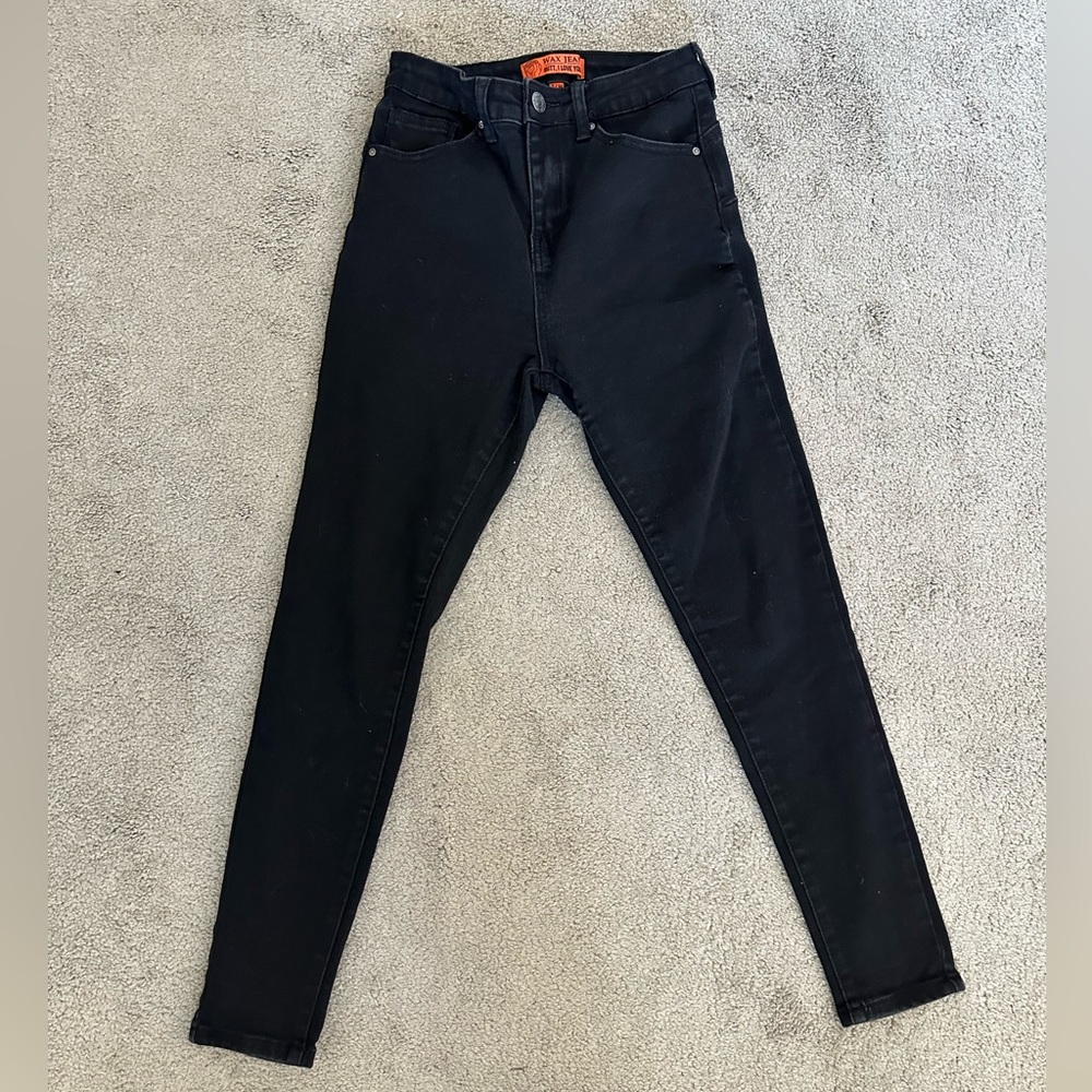 Black High Waisted Wax Jeans Skinny Jeans Size 5 / 27